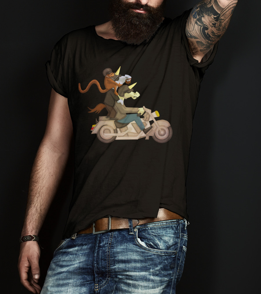 Free Ride Unicorn Monkey Motorcycle Adventure T-Shirt