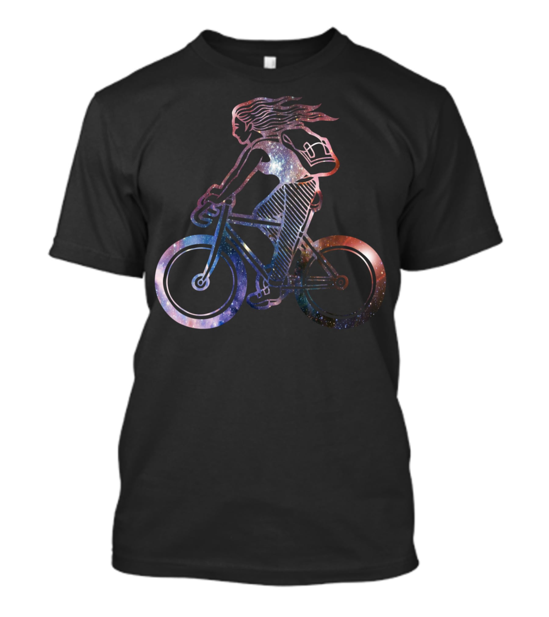 Girl Cycling Galaxy Cosmic Adventure T-Shirt