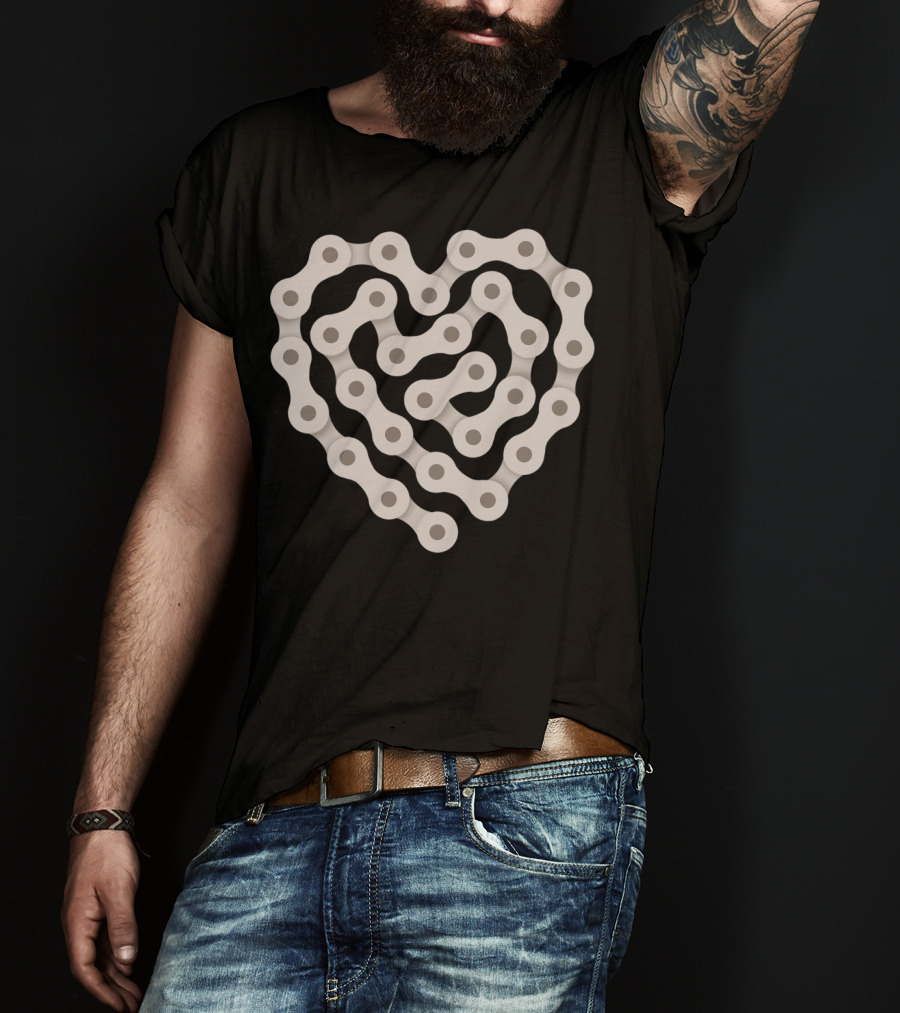 Love Biking Heart Chain T-Shirt