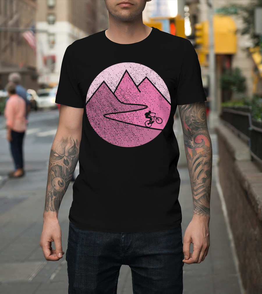 Mountain Bike Cycling Scenic Adventure In Pink Mountains T-Shirt
