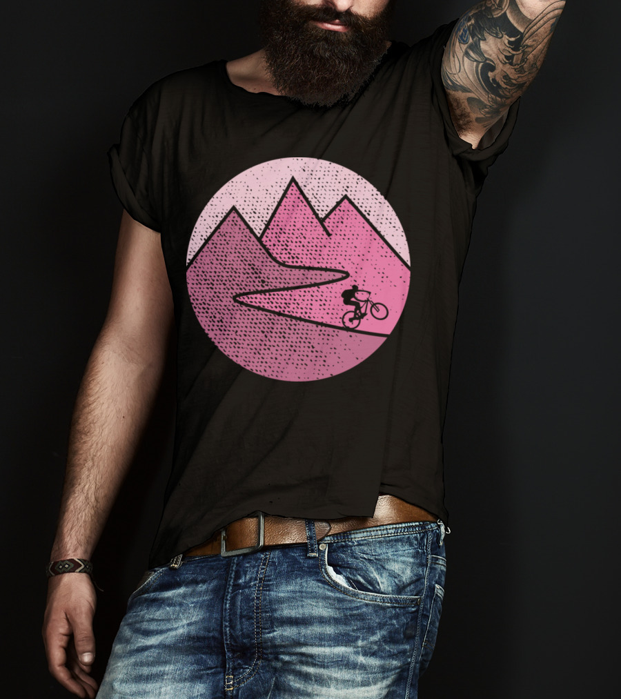 Mountain Bike Cycling Scenic Adventure In Pink Mountains T-Shirt