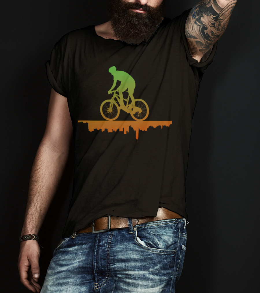 MTB Free Your Mind Cyclist Urban Skyline Gradient T-Shirt