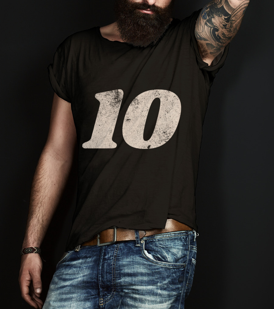 Number Ten 10 Distressed Vintage Sports T-Shirt