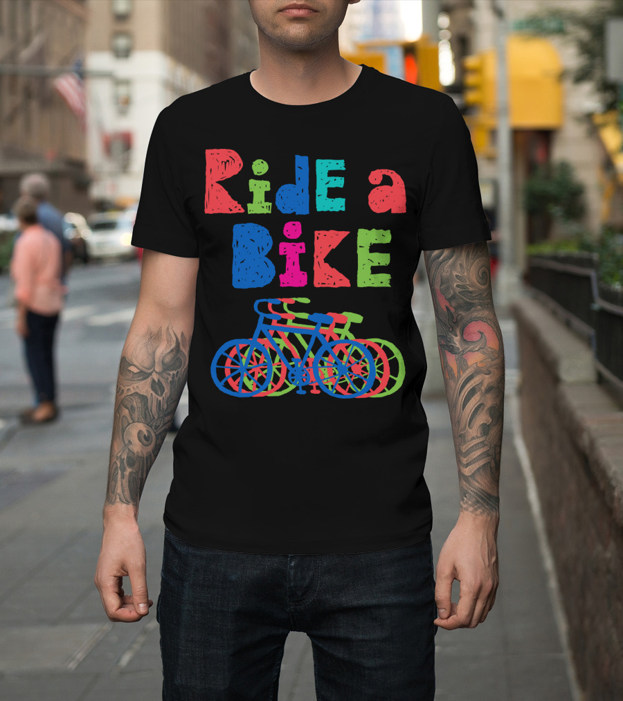 Ride a Bike Sketchy Colorful Layered Bicycles T-Shirt
