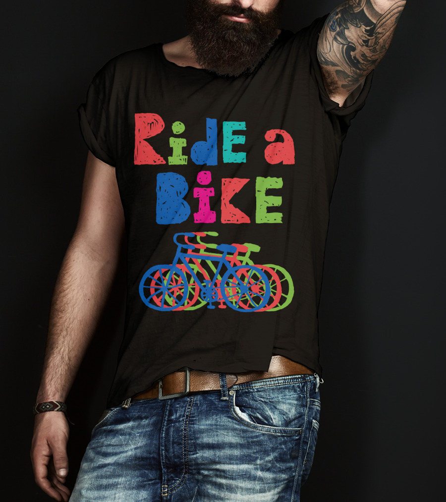 Ride A Bike Sketchy Colorful Layered Bicycles T-Shirt