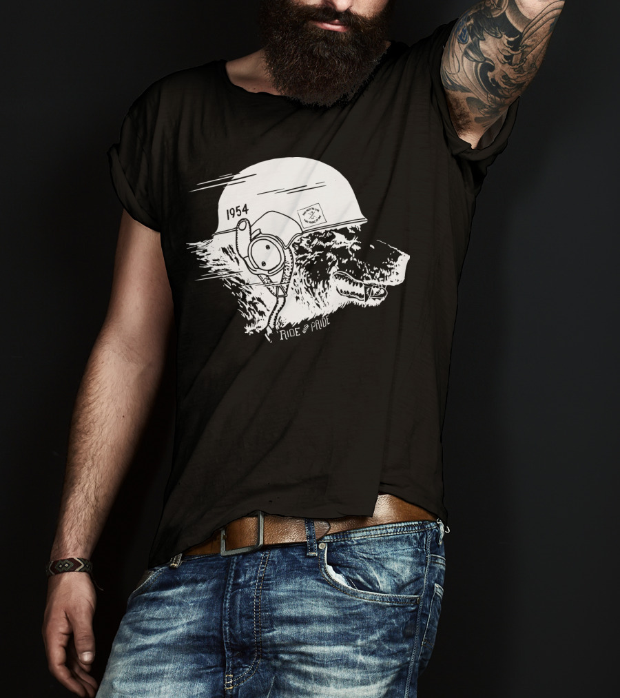 Ride With Pride 1954 Bear Motorcycle Helmet T-Shirt