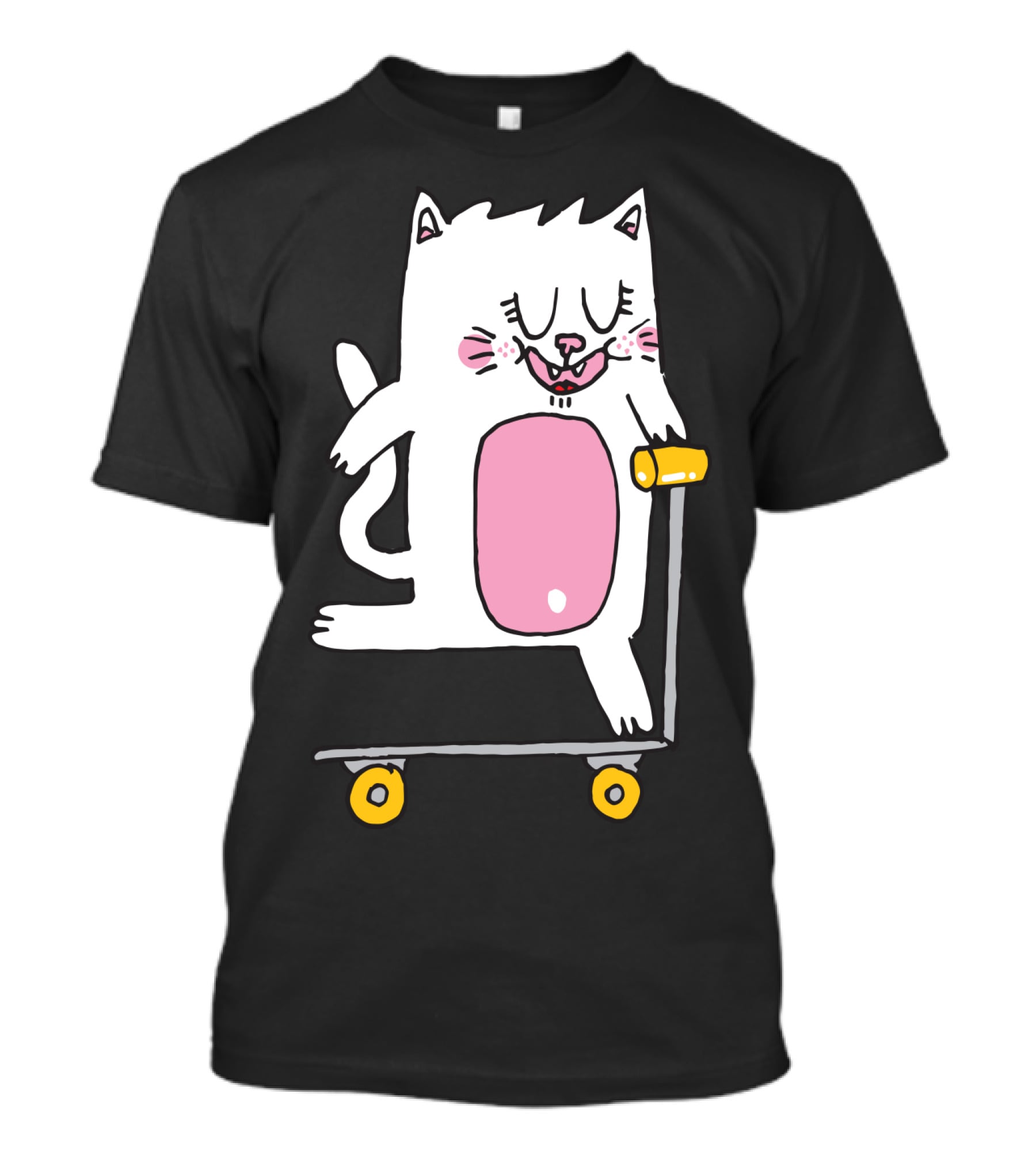 Riding The Scooter With Happy White Cat T-Shirt