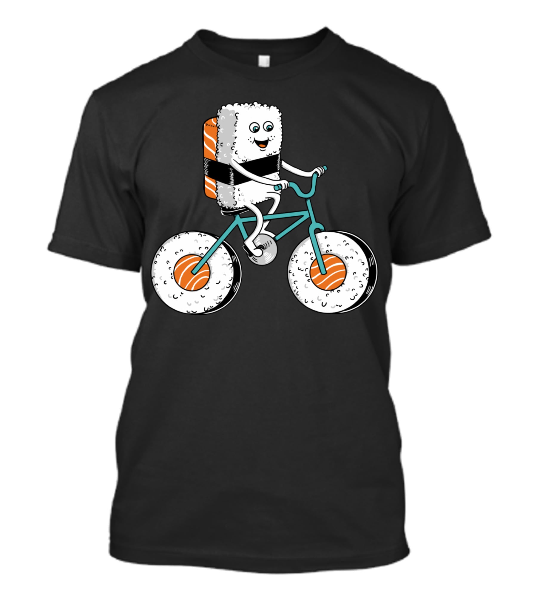 Sushi Roll On Bicycle With Sashimi Wheels T-Shirt