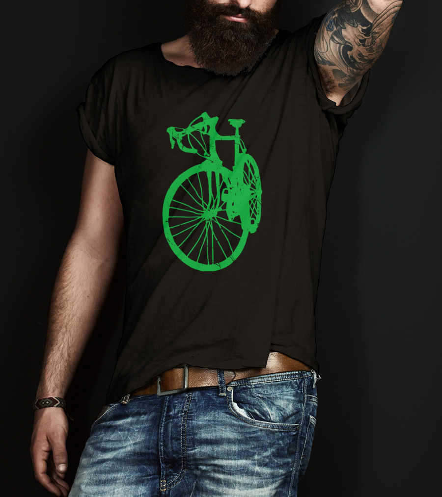 Vintage Rustic Racing Bike In Green T-Shirt
