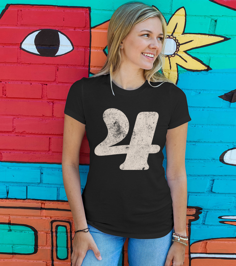 Vintagestyle Textured 24 Number Four T-Shirt