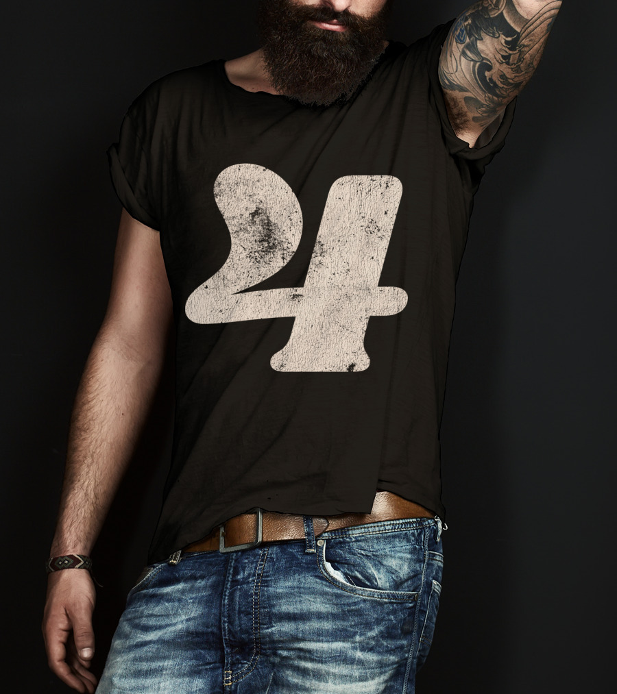 Vintagestyle Textured 24 Number Four T-Shirt
