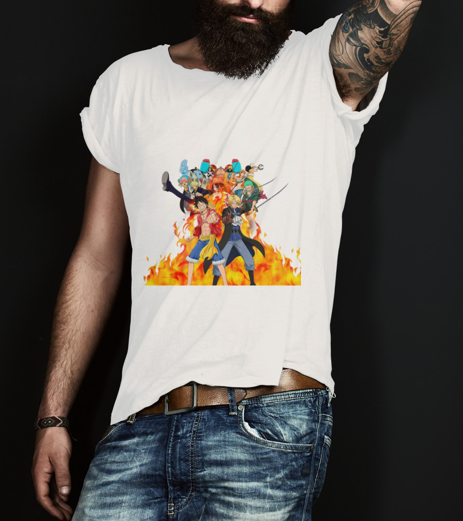One Piece Pirate Crew In Flames T-Shirt
