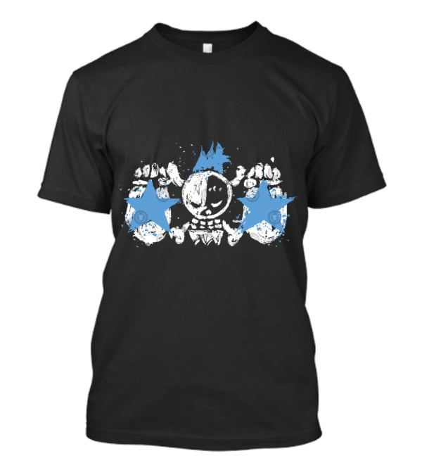 Franky Jolly Roger Skull With Blue Stars And Crown T-Shirt