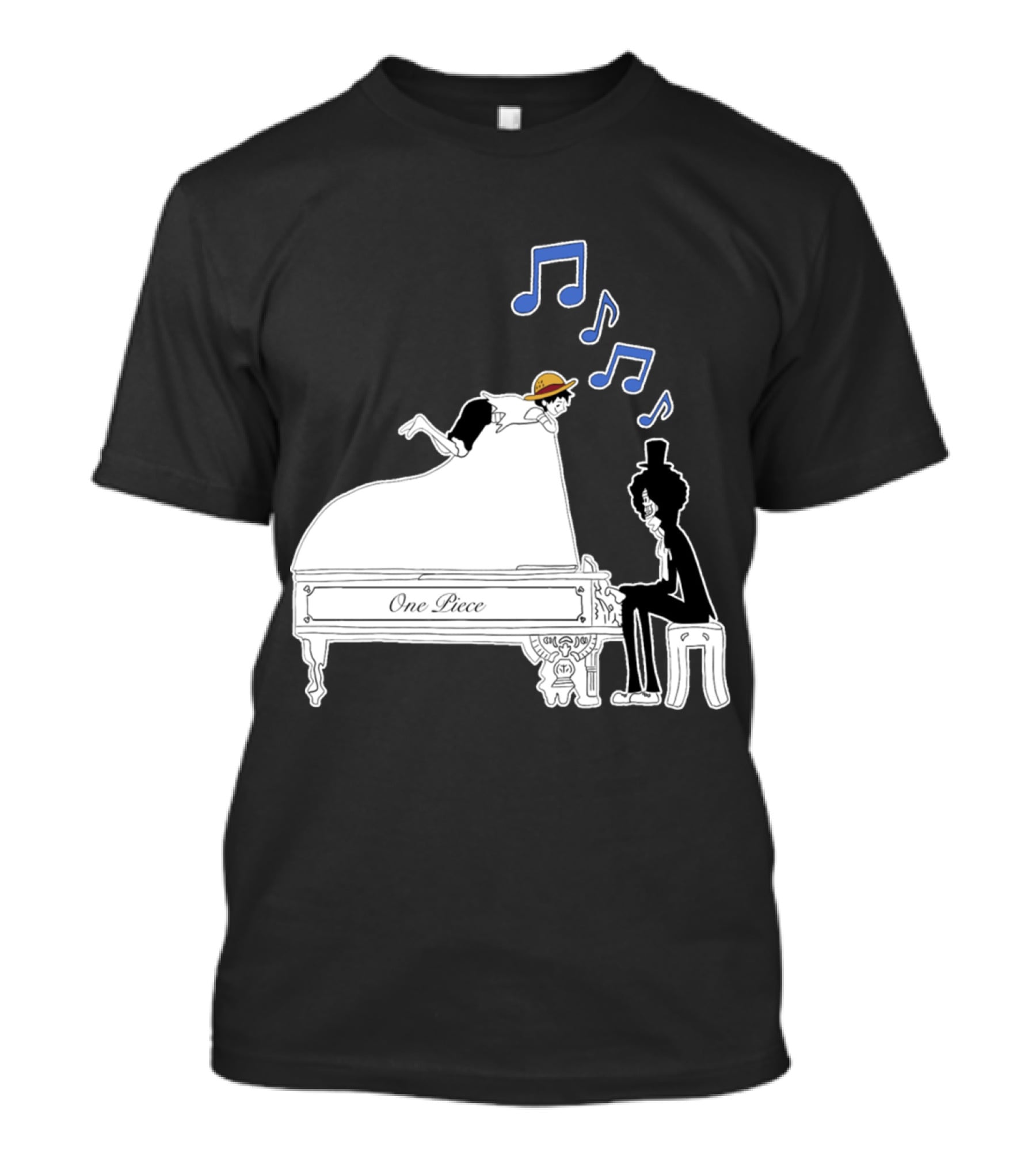 One Piece Luffy And Brook Piano Music Notes T-Shirt