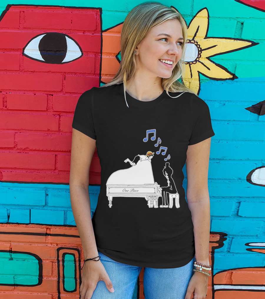 One Piece Luffy And Brook Piano Music Notes T-Shirt