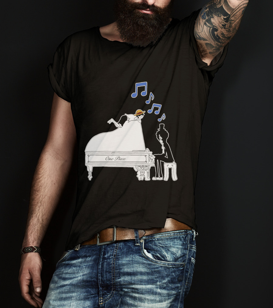 One Piece Luffy And Brook Piano Music Notes T-Shirt