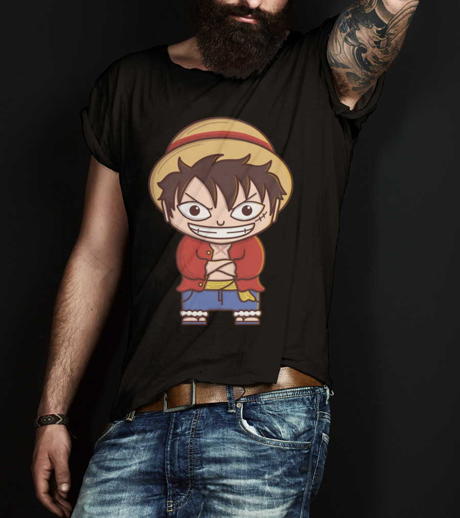 Luffy Si Topi Jerami Straw Hat Pirate Anime Character T-Shirt