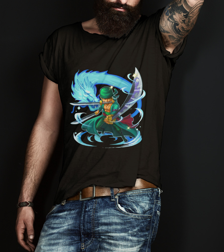 Roronoa Zoro Swordmaster With Blue Dragon Aura T-Shirt