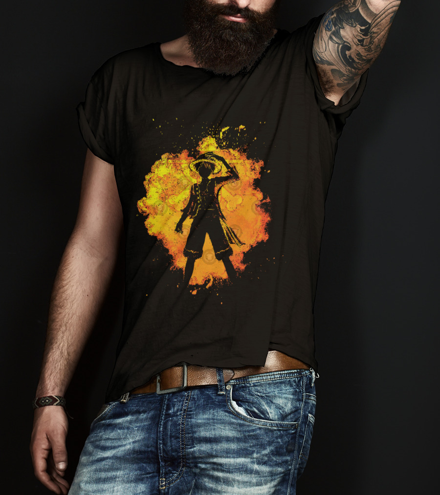 Soul Of The Pirate Luffy Fire Silhouette Anime T-Shirt