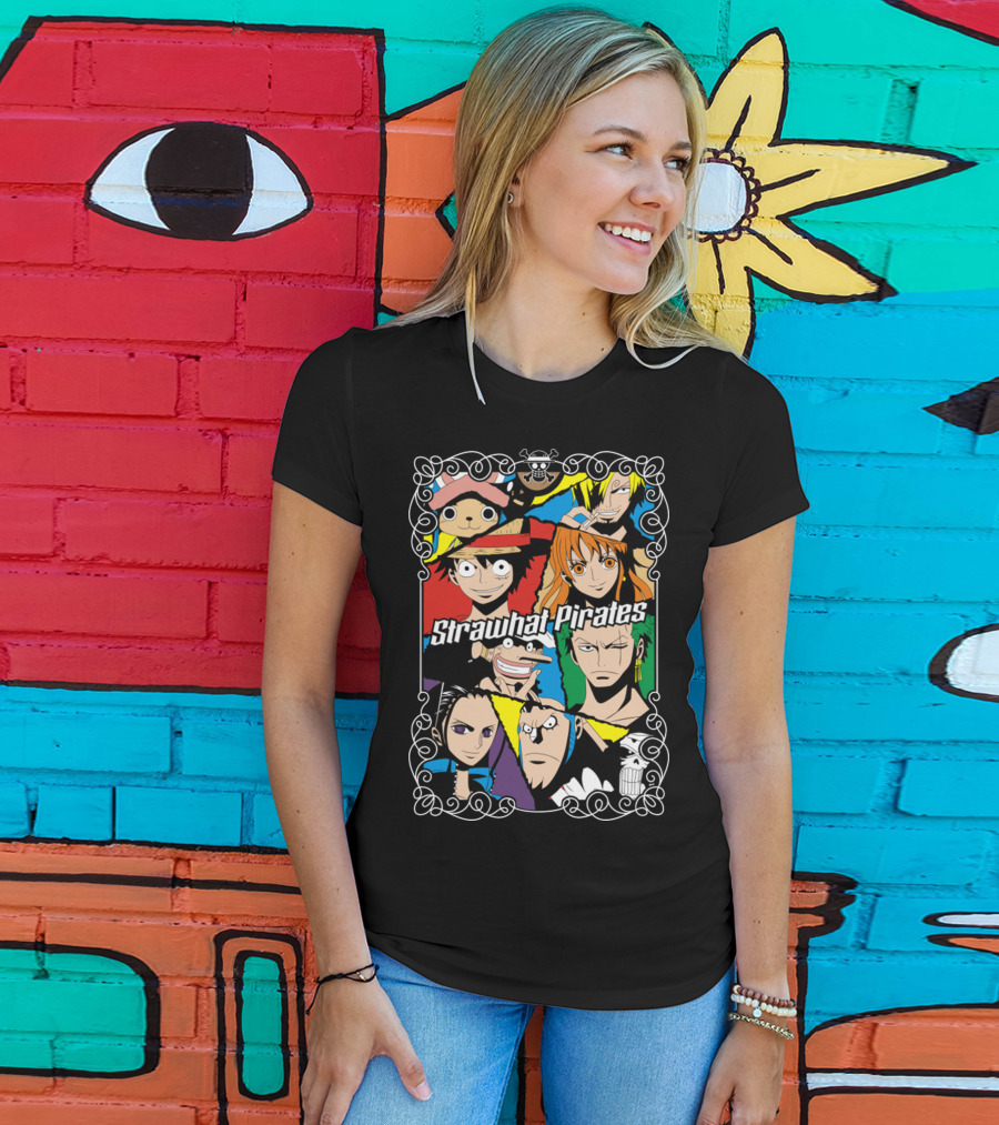 Strawhat Pirates Crew Vibrant Character Portraits T-Shirt