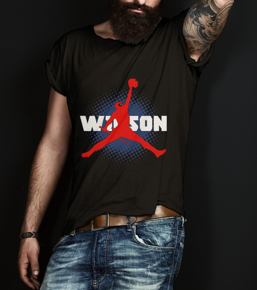Wilson Jump Character Icon In Red With Blue Dot Background T-Shirt