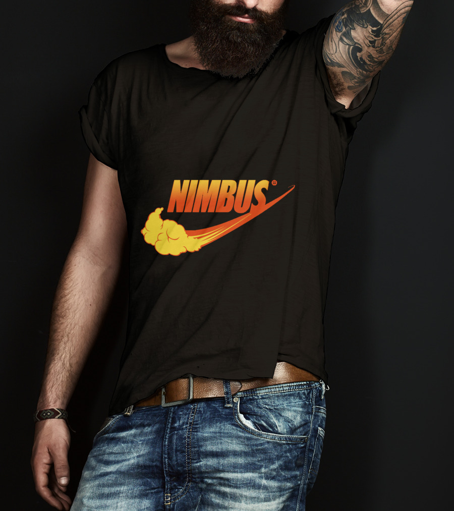 Nimbus Cloud Swoosh Orange Text T-Shirt