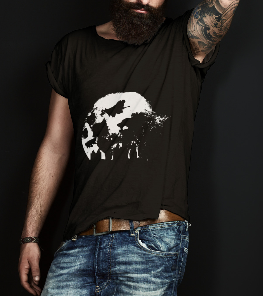 Full Moon Flying Over Hogwarts T-Shirt