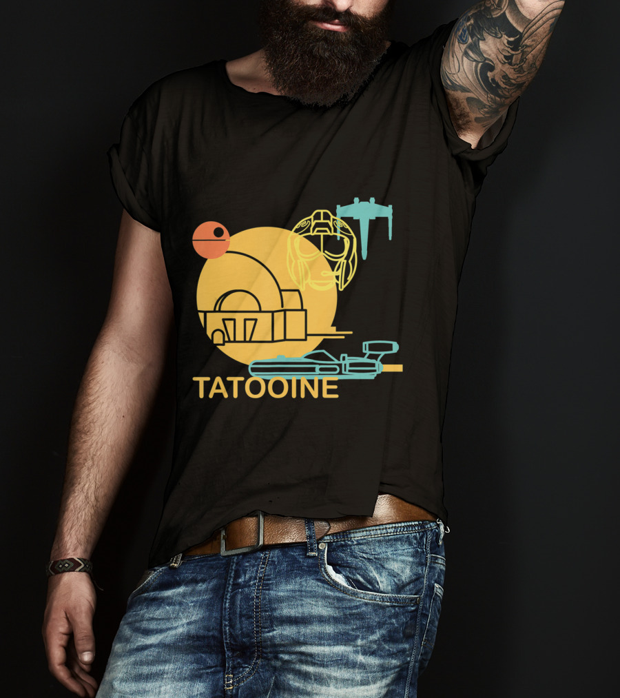 Star Wars A New Hope Tatooine X-Wing Droid Binary Sunset T-Shirt
