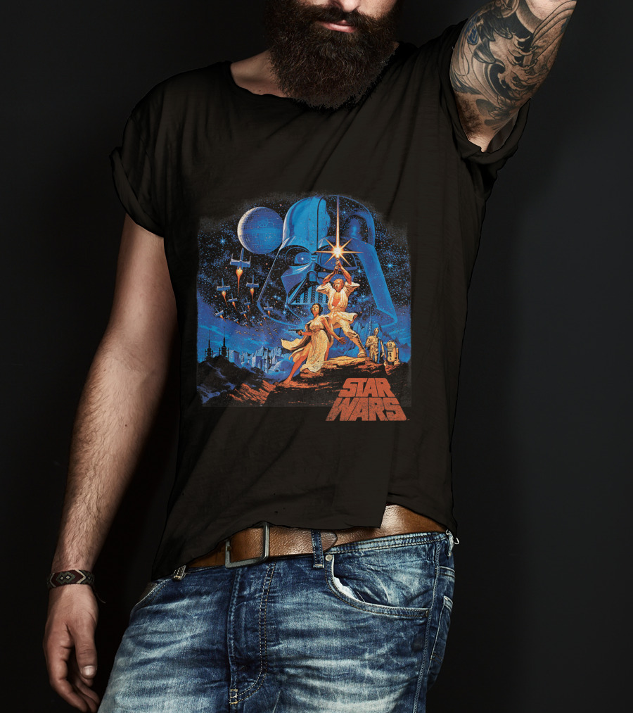 Star Wars Luke Leia Darth Vader X-Wing Tatooine R2D2 C3PO A New Hope T-Shirt