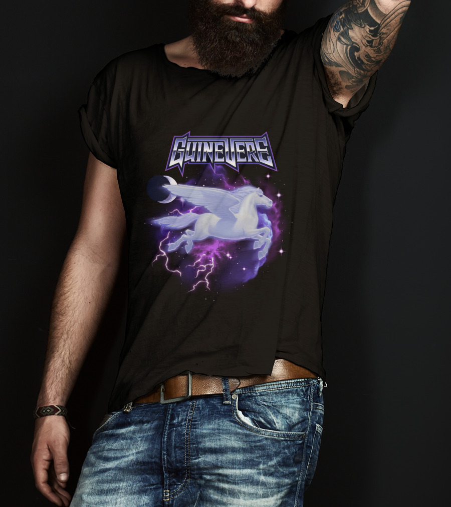 Guinevere Flying Pegasus With Lightning And Crescent Moon T-Shirt