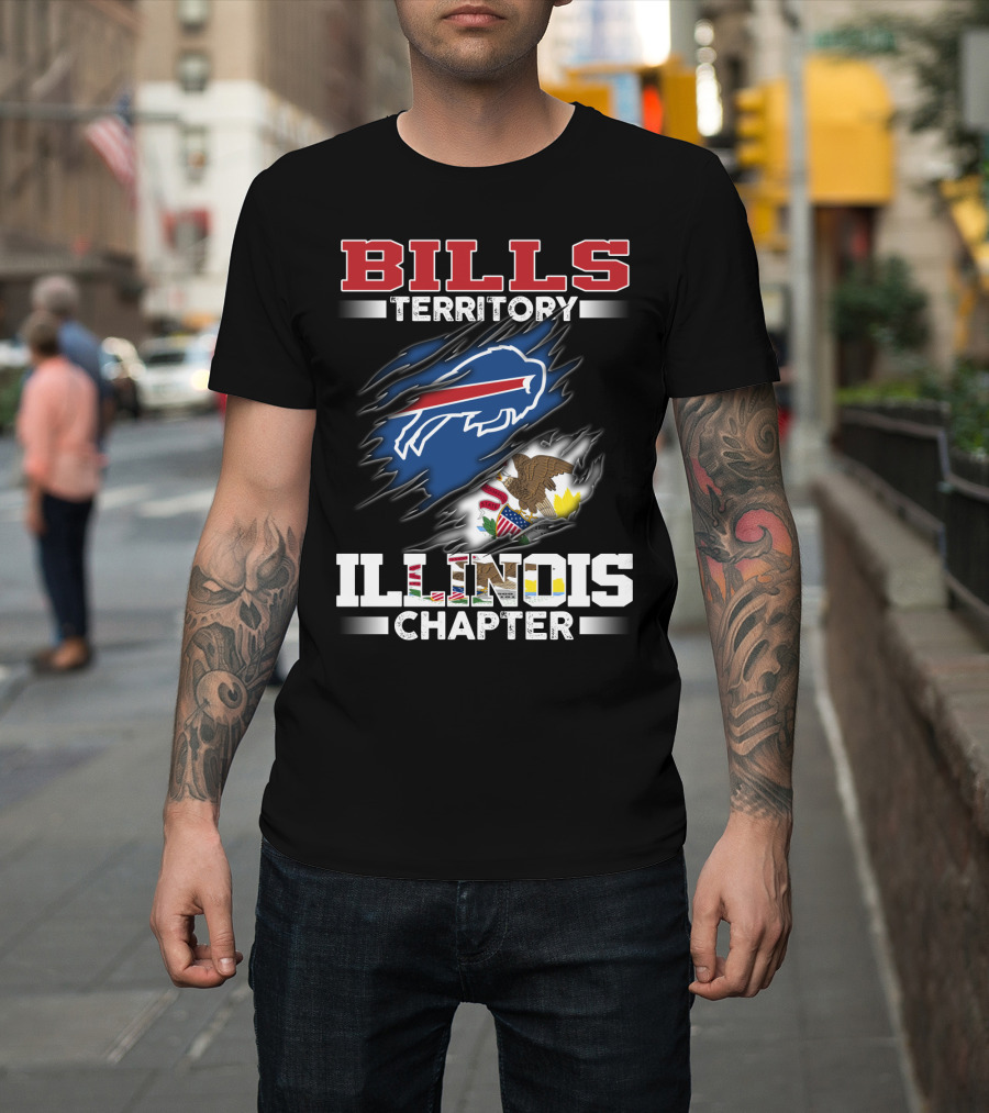 BILLS Territory Illinois Chapter Buffalo Bills Logo And Illinois State Seal T-Shirt