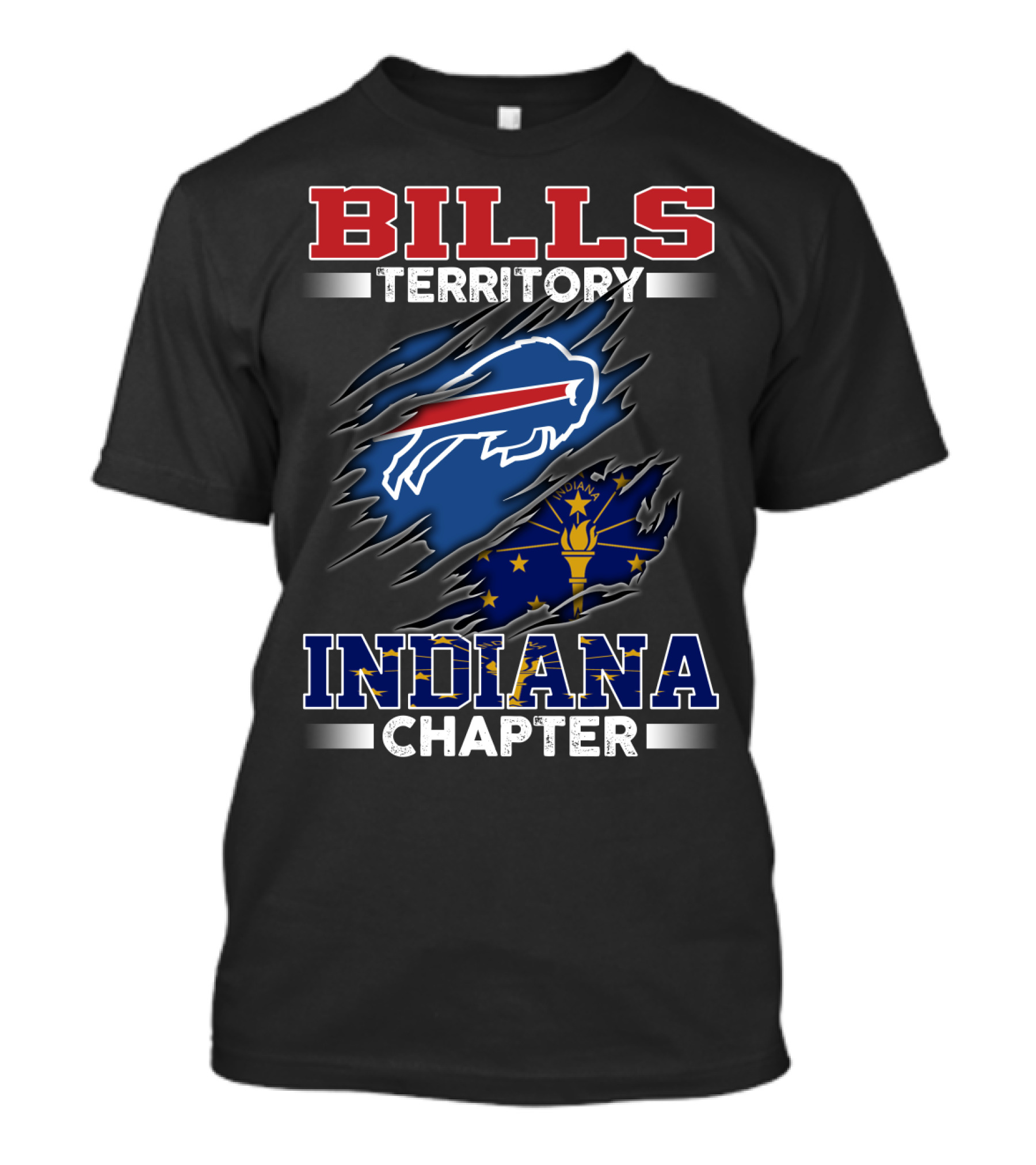 BILLS Territory Indiana Chapter Buffalo Logo With State Flag T-Shirt