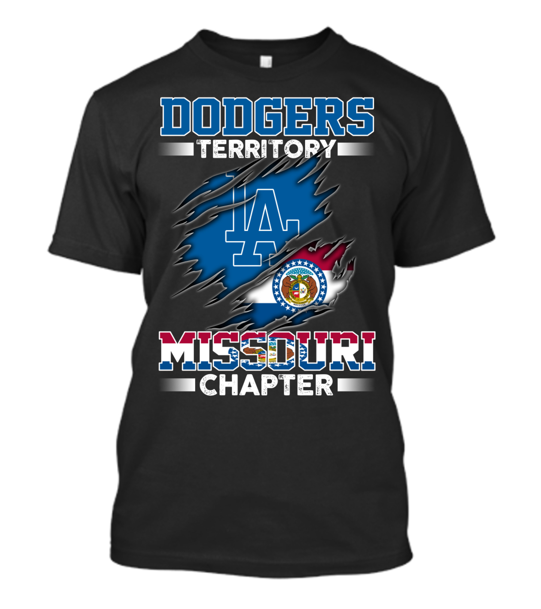 Dodgers Territory Missouri Chapter LA Missouri Flag T-Shirt