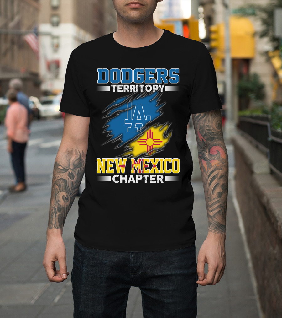 Dodgers Territory New Mexico Chapter LA Logo New Mexico Flag T-Shirt