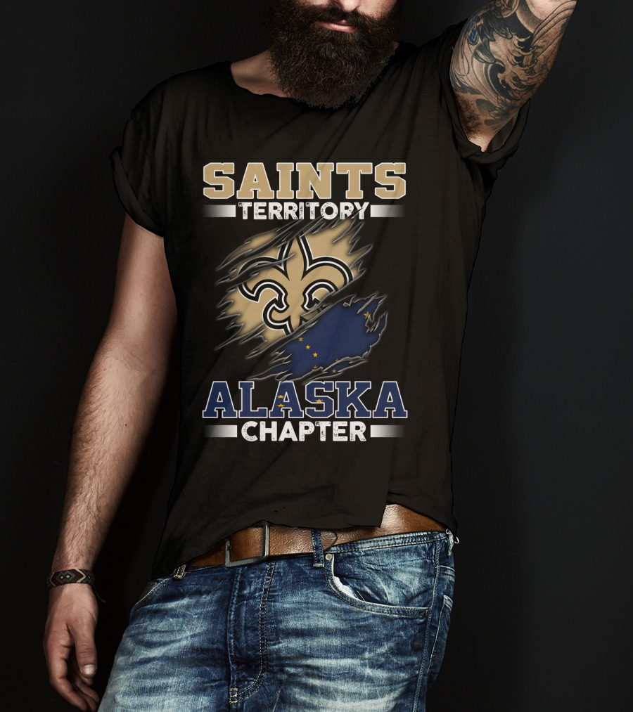 Saints Territory Alaska Chapter Fleur-De-Lis And Alaska Flag T-Shirt