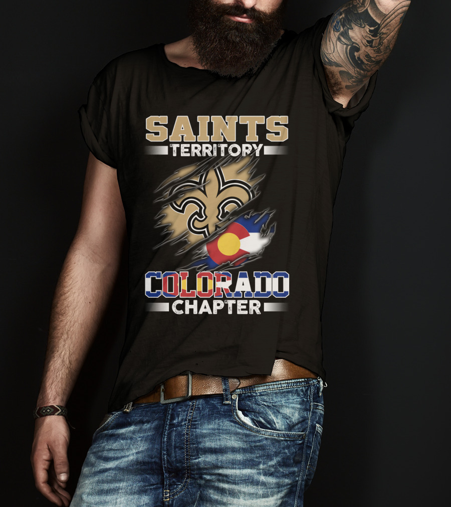 Saints Territory Fleur De Lis Colorado Flag Chapter T-Shirt
