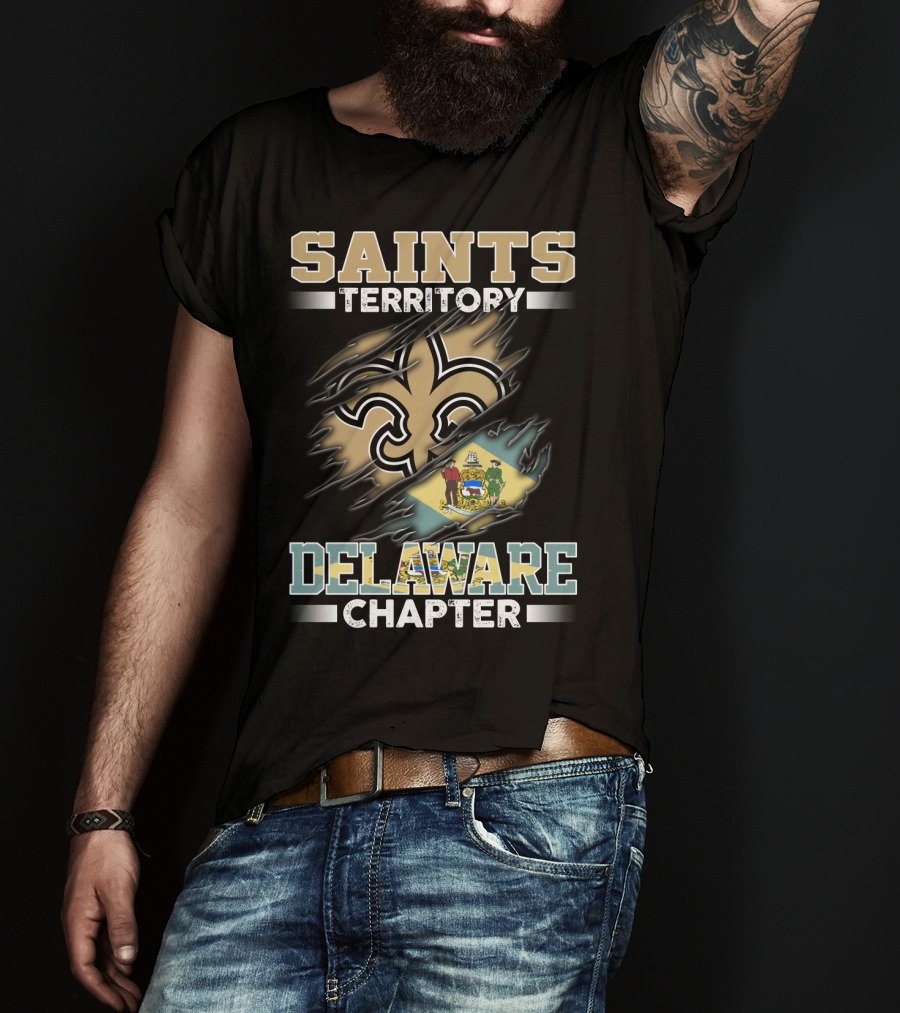 Saints Territory Delaware Chapter Fleur-De-Lis And Delaware Flag T-Shirt