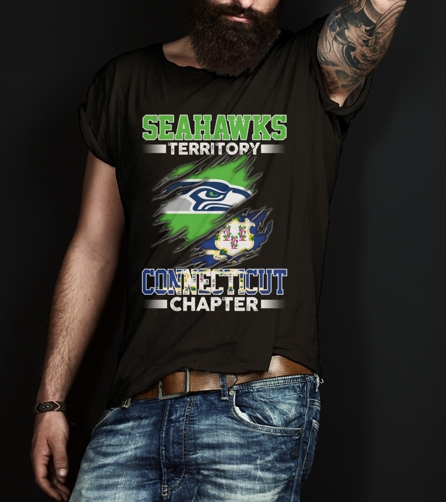 Seahawks Territory Connecticut Chapter Logo Rip T-Shirt