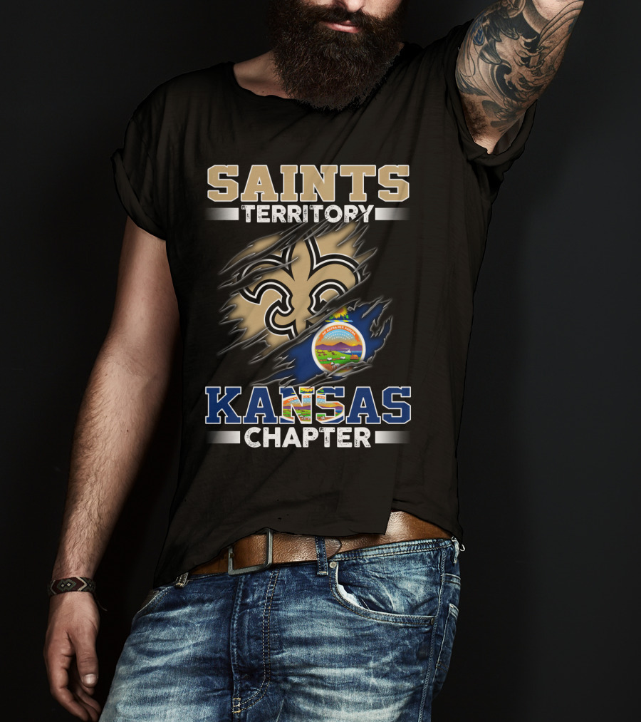 Saints Territory Kansas Chapter Fleur-De-Lis Symbol And Kansas State Seal T-Shirt