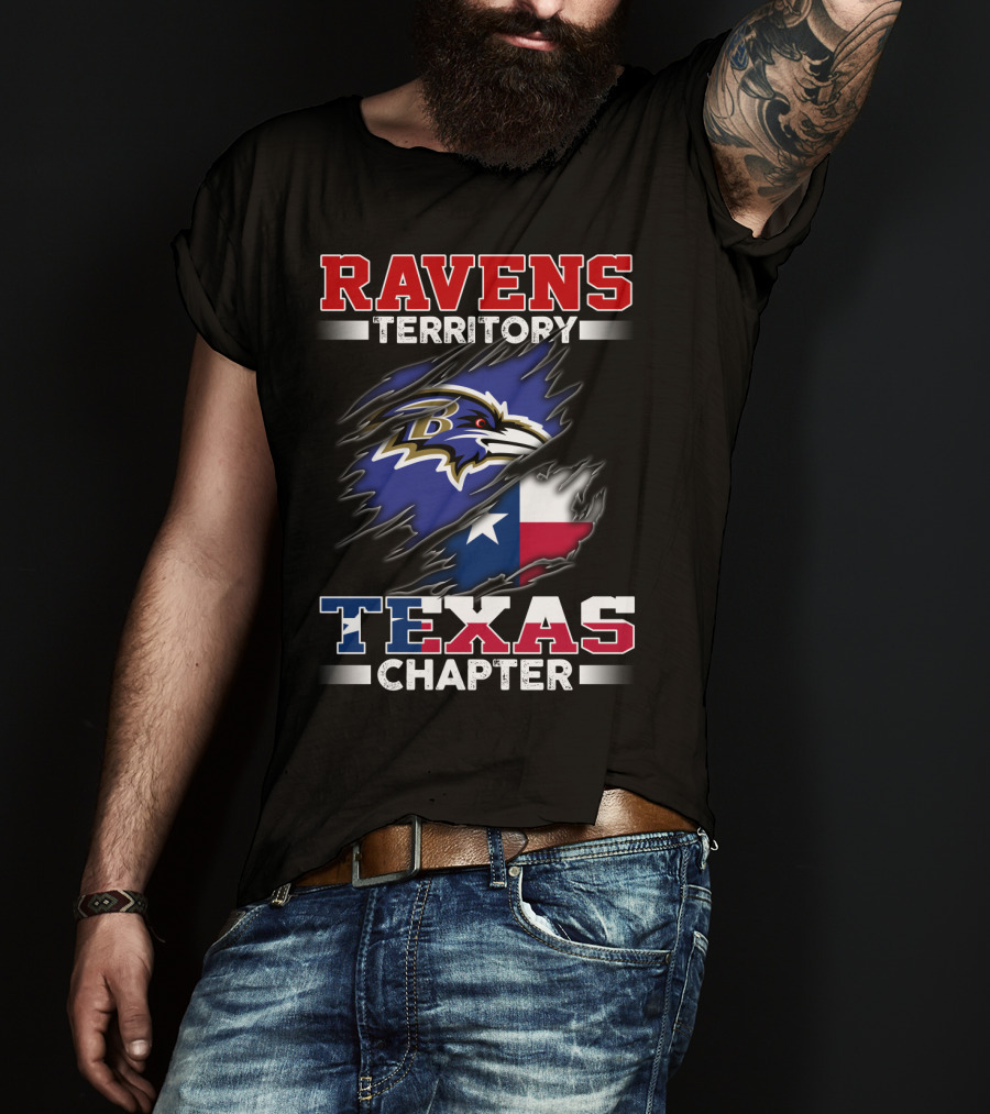 Ravens Territory Texas Chapter Nfl Team Texas State Flag T-Shirt