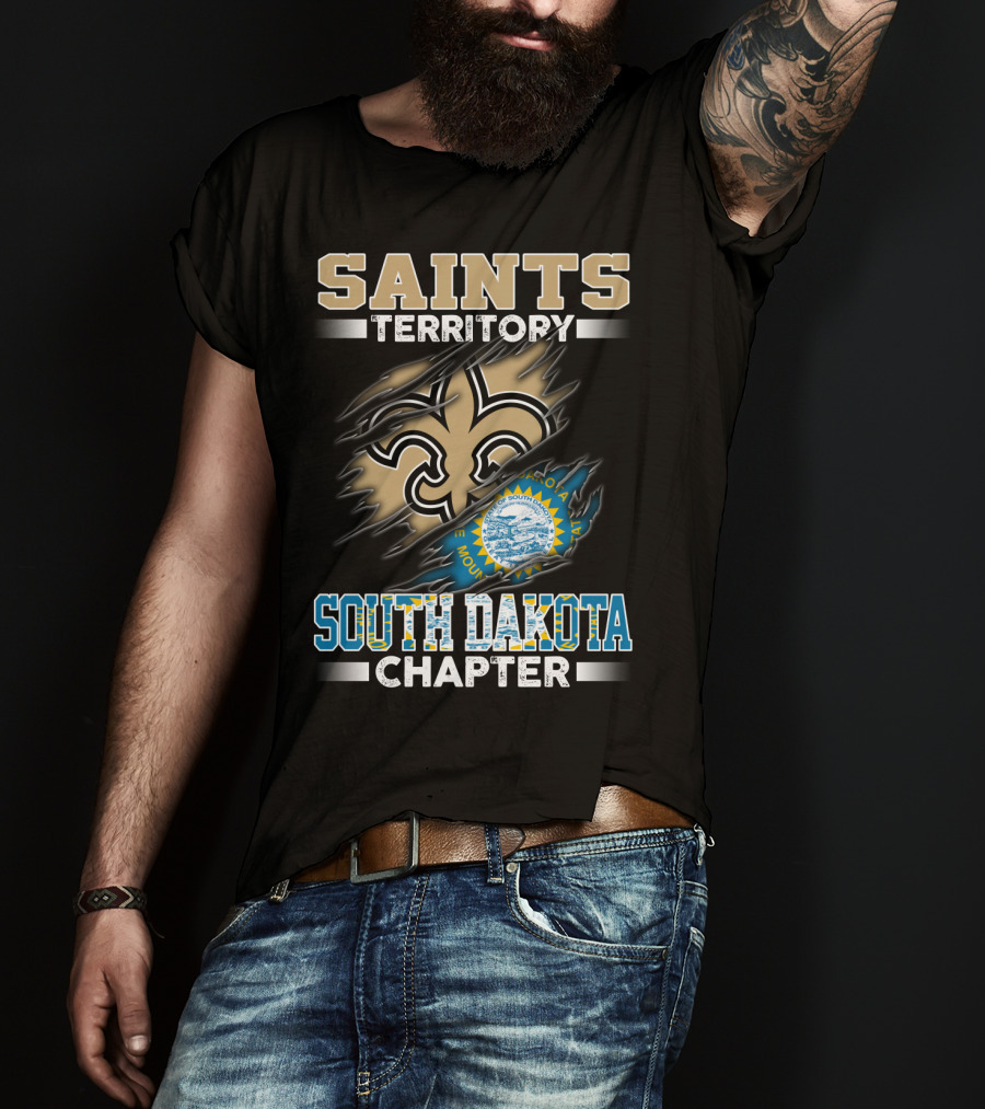Saints Territory South Dakota Chapter New Orleans Fleur-De-Lis Flag T-Shirt