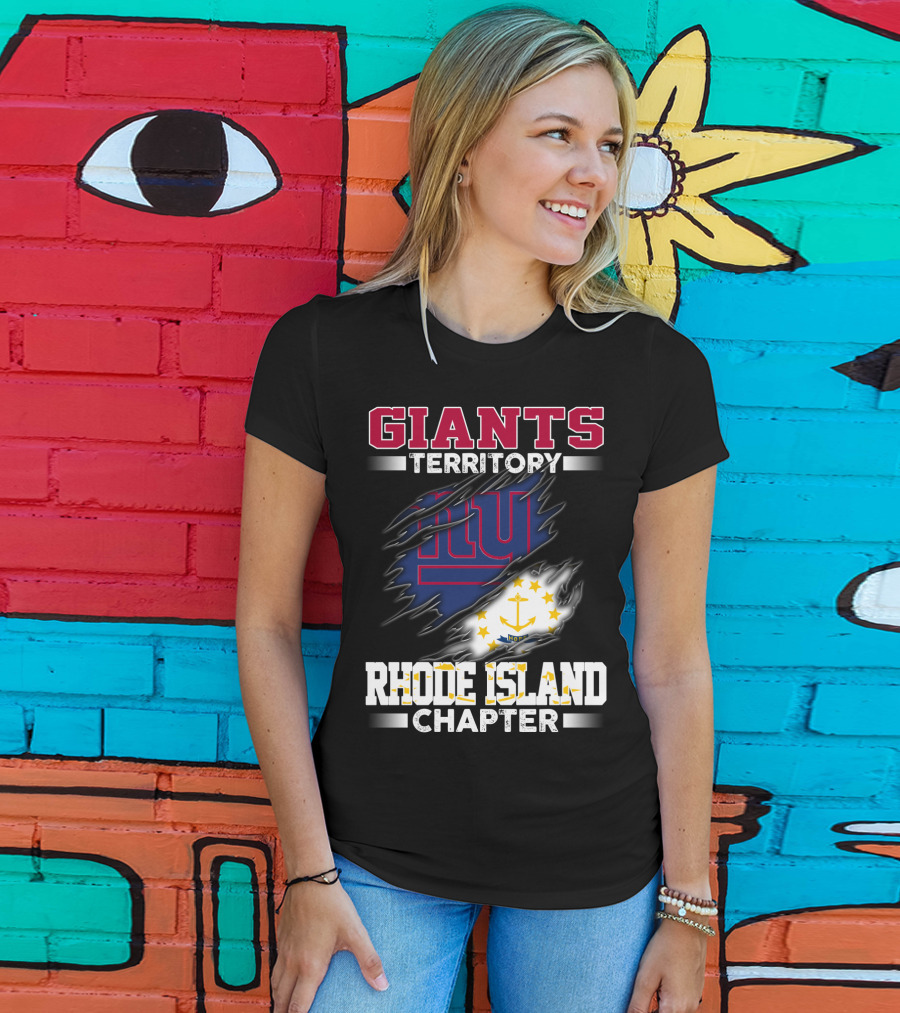 GIANTS Territory Rhode Island Chapter NY Blue Rip Flag T-Shirt