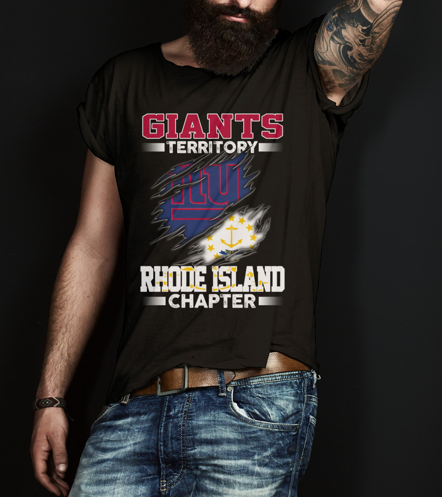 GIANTS Territory Rhode Island Chapter NY Blue Rip Flag T-Shirt