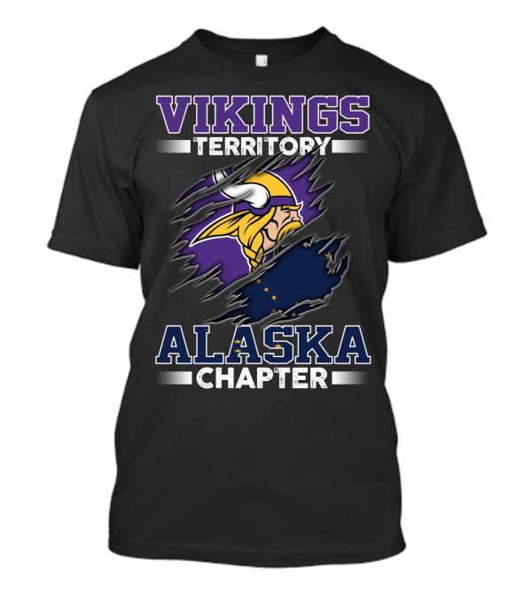 Vikings Territory Alaska Chapter Viking Helmet And Alaska Flag T-Shirt