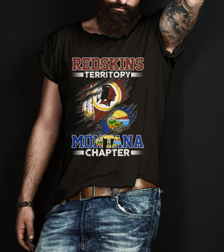 Montana Redskins Territory Chapter Logo And Emblem Rip T-Shirt