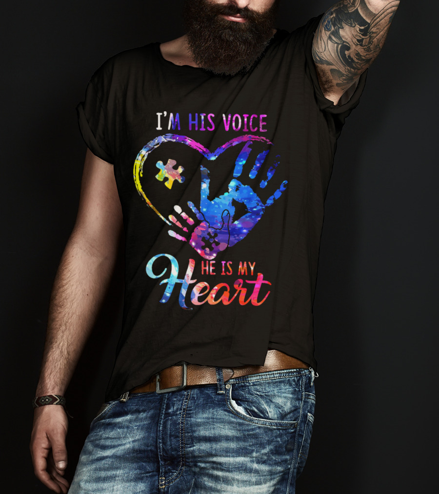 I'm His Voice He Is My Heart Puzzle Heart Hands T-Shirt