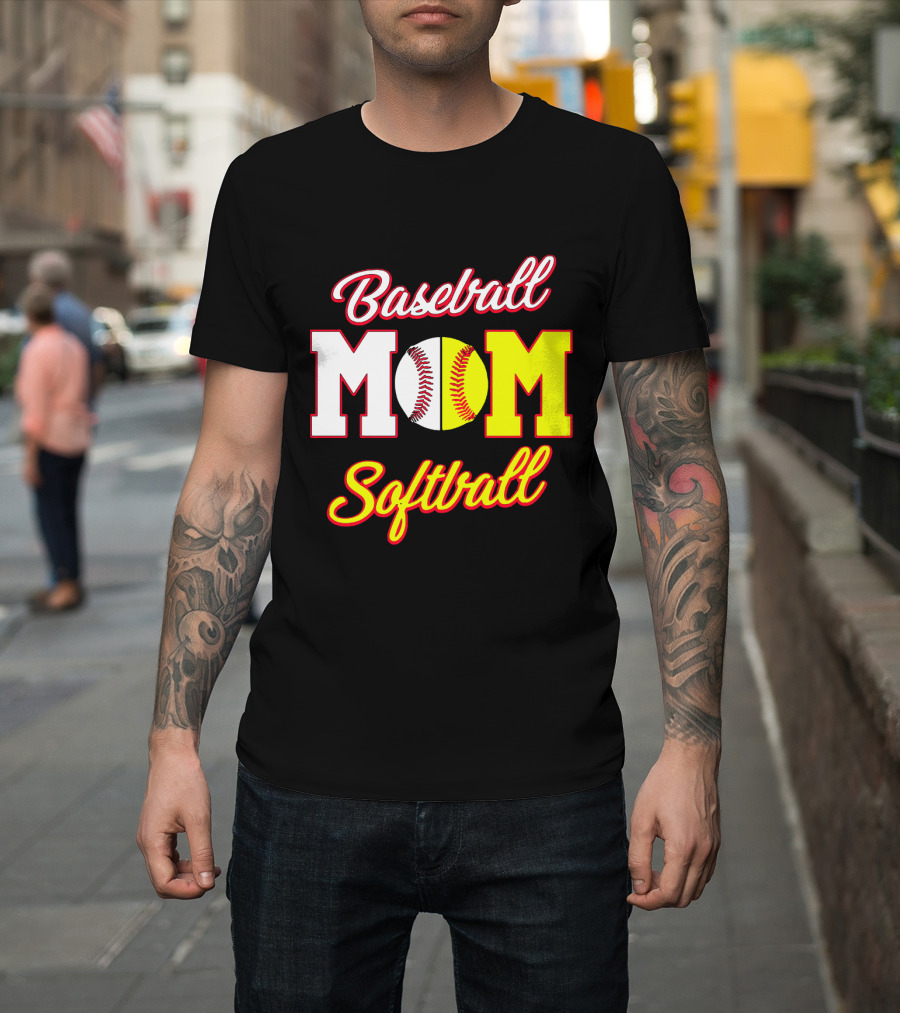 Baseball MOM Softball Split Ball T-Shirt