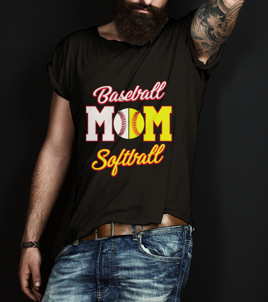 Baseball MOM Softball Split Ball T-Shirt
