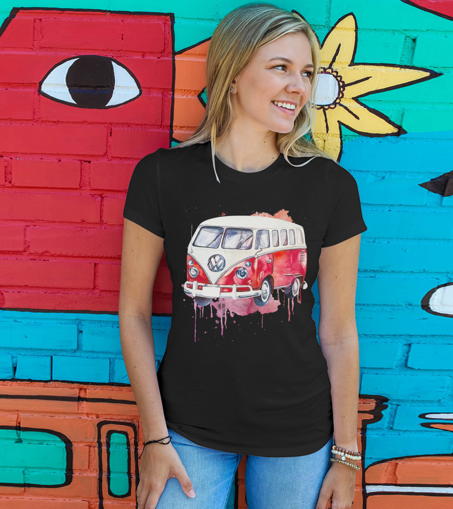 Volkswagen Camper Van Watercolor T-Shirt