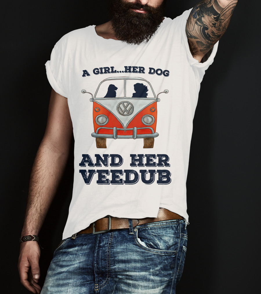 A Girl Her Dog And Her Veedub Volkswagen Bus T-Shirt